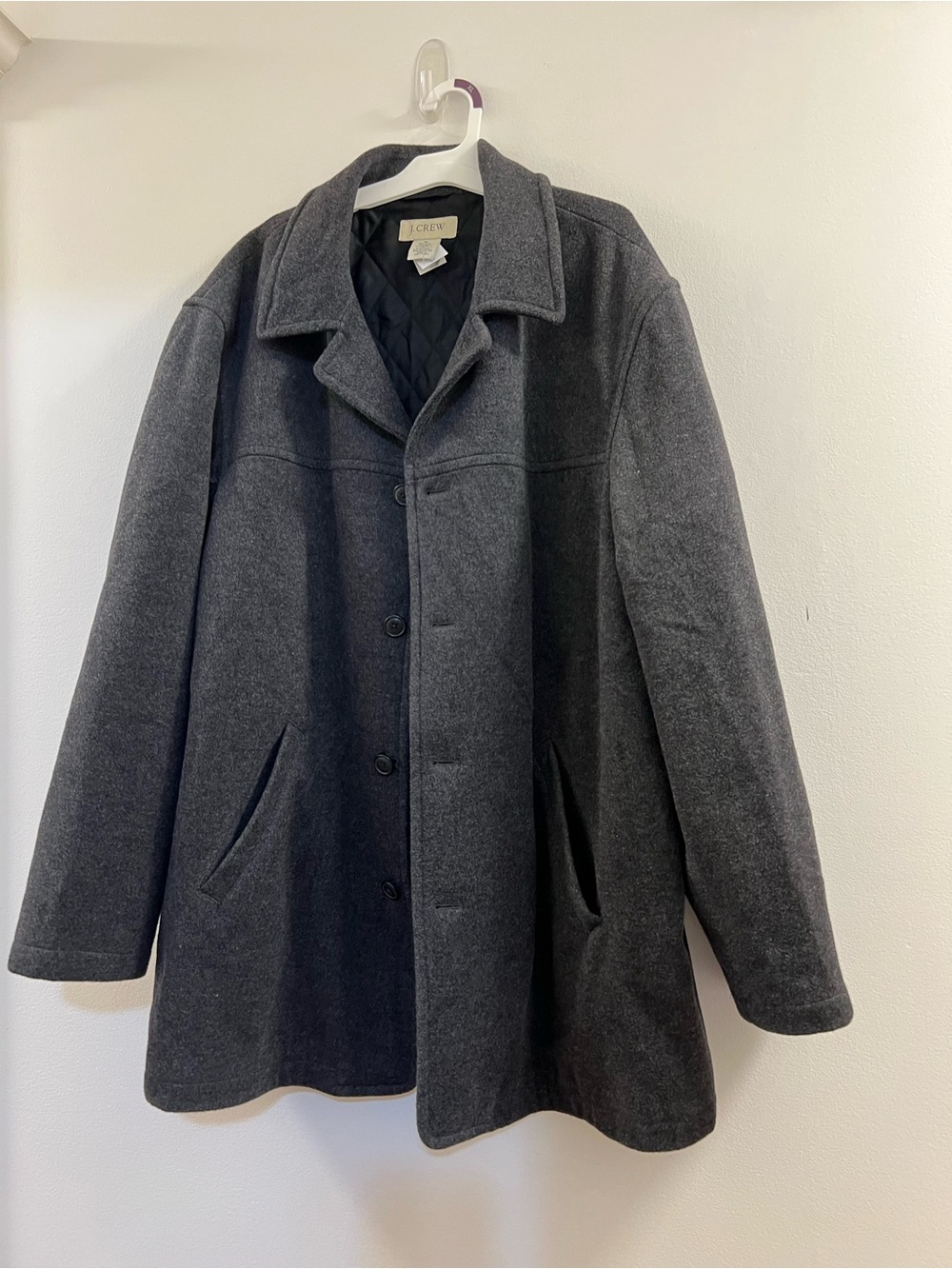 J. Crew University Coat Men's Medium Charcoal Grey Wool Thinsulate Lined